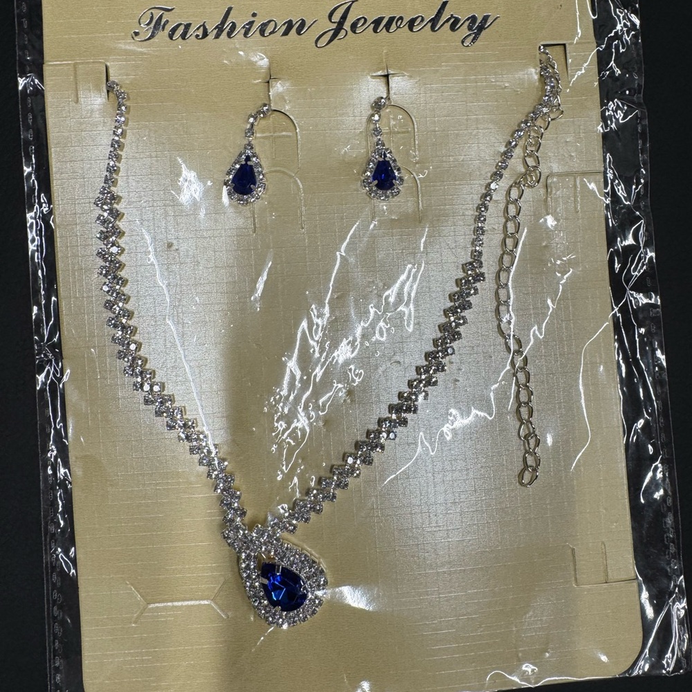 Silver and Blue Jewelry Set